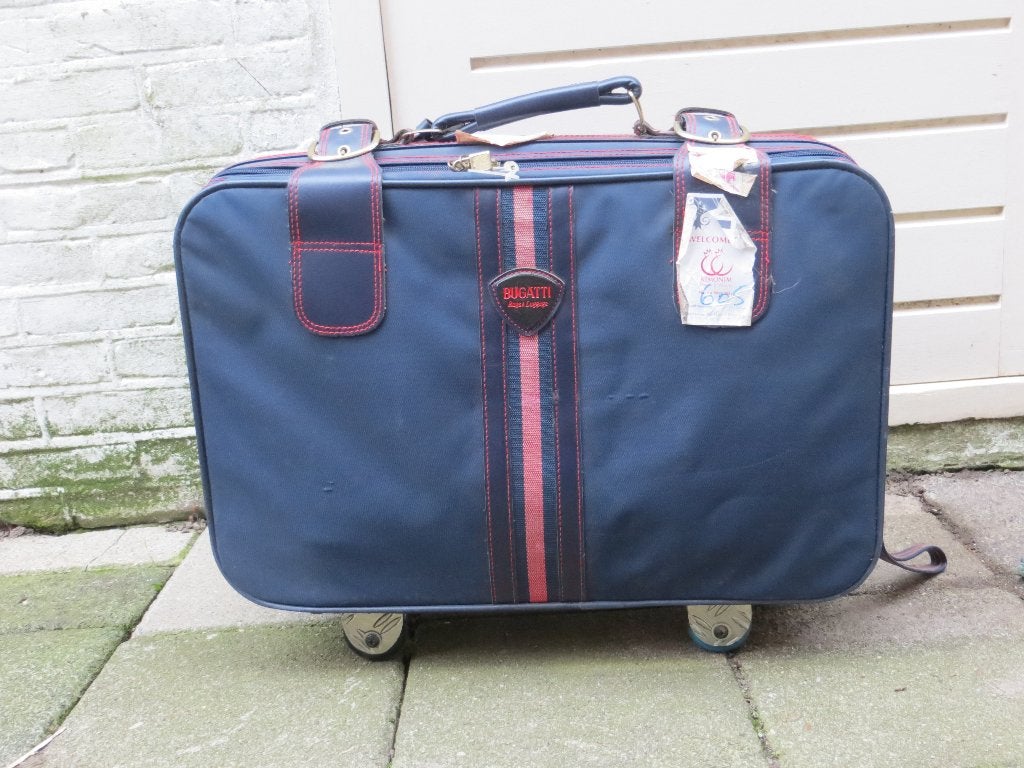 blauwe vintage koffer Bugatti 60 x 40 x 17 cm, Wieltjes, Overige materialen, Gebruikt, 50 tot 60 cm