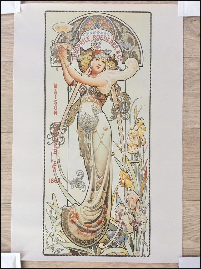 Champagne Roederer Affiche Poster Jugendstil alphonse mucha, Verzenden, Nieuw, Frankrijk, Champagne