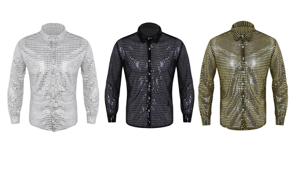 Doorzichtig glitter overhemd / shirt sexy zwart goud zilver, Verzenden, Nieuw, Overige kleuren, Overige halswijdtes