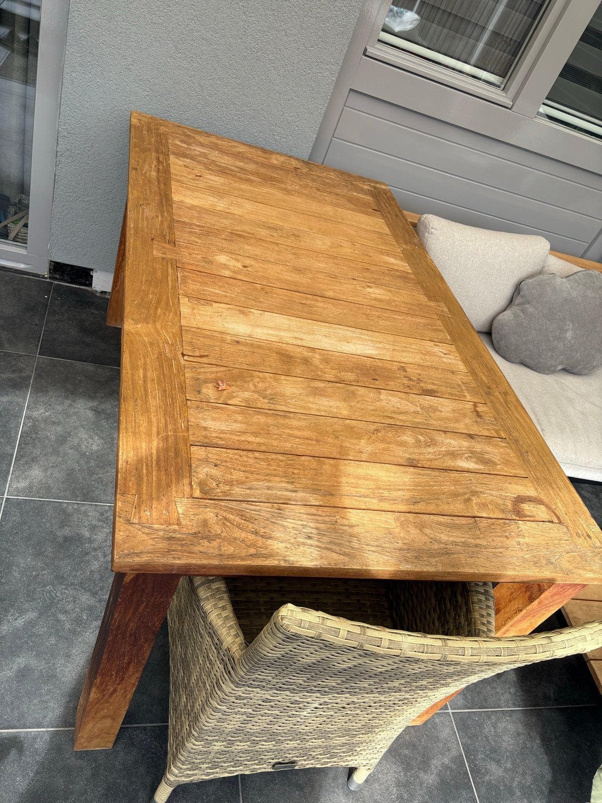 Houten tuintafel 90x160, Ophalen, Gebruikt, Rechthoekig, Hout