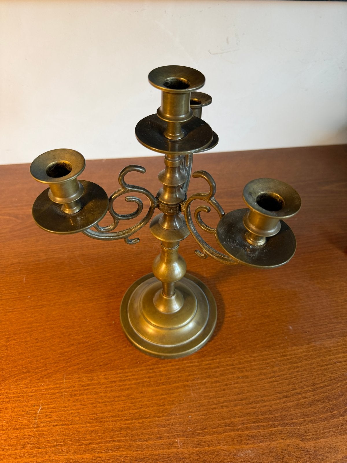 Antieke bronzen kandelaar met 3 armen, Ophalen of Verzenden, Koper of Brons