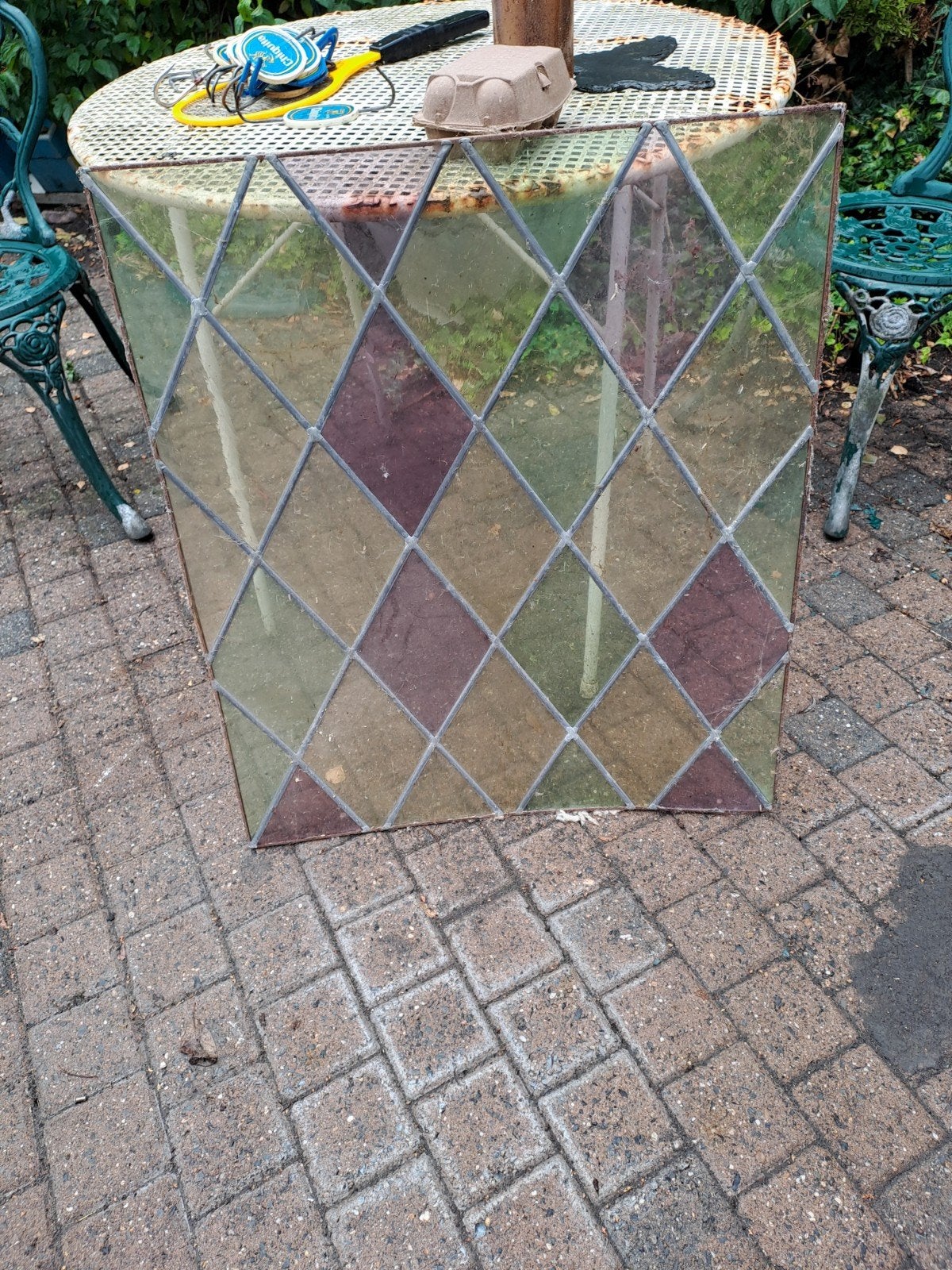 glas in lood raam, Ophalen, Gebruikt, Minder dan 80 cm, Glasplaat