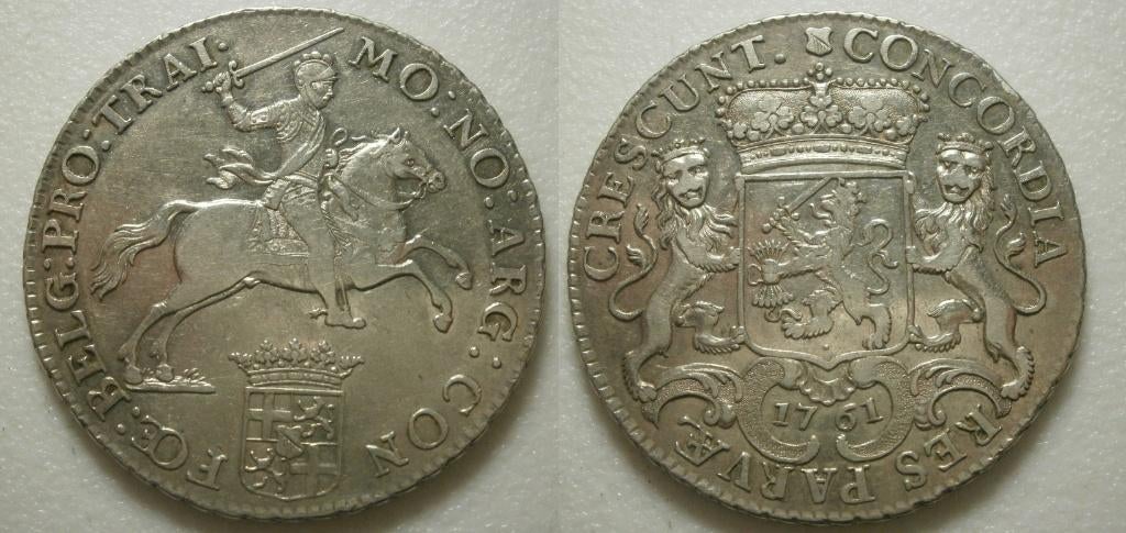 Utrecht ½ Dukaton zilver 1761 met een Bloemrand !, Postzegels en Munten, Munten | Nederland, Vóór koninkrijk, Zilver, Ophalen of Verzenden