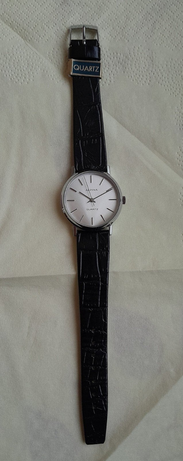 Horloge Alpina diameter 3 cm, Overige merken, Leer, Staal, Polshorloge