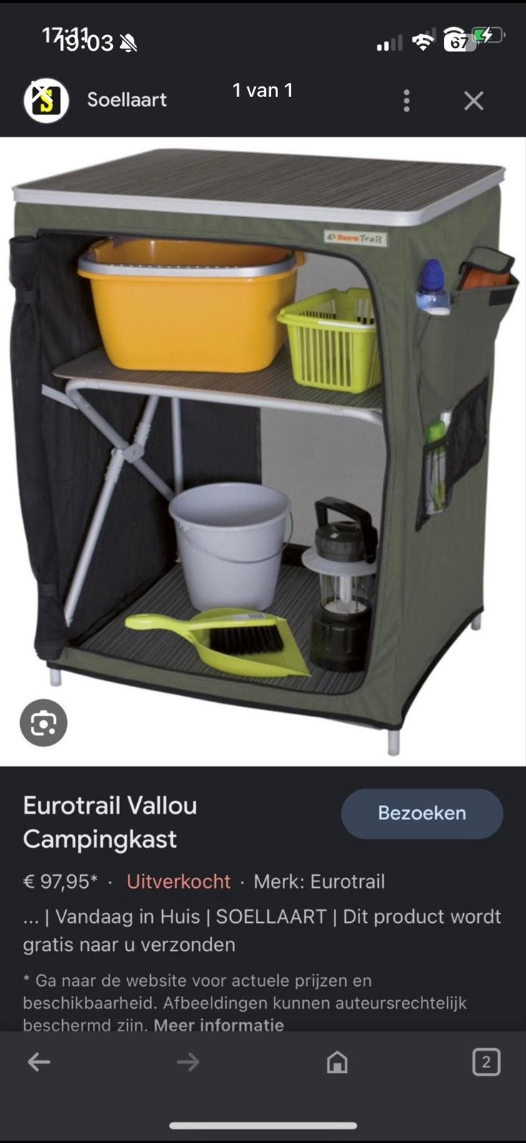 Eurotrail Vallou Quick Campingkast - Handig & Compact, Ophalen of Verzenden, Gebruikt, Campingkast