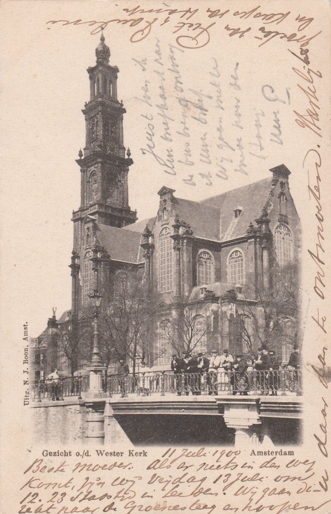 amsterdam- westerkerk 1900, Ophalen of Verzenden, Voor 1920, Noord-Holland