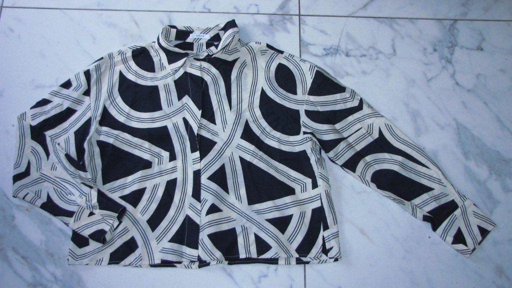 38-40 OPUS blouse zwart offwhite, Ophalen of Verzenden, Zo goed als nieuw, Maat 38/40 (M), Zwart