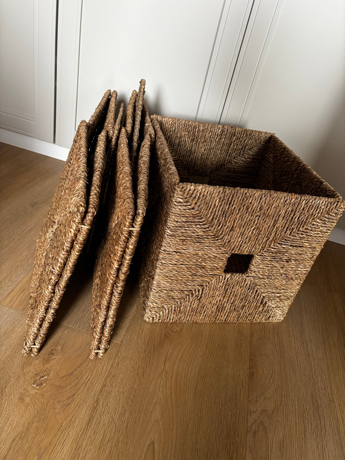 3x IKEA KNIPSA Manden van Zeegras, Gevlochten, Mand, Vierkant, Ophalen of Verzenden