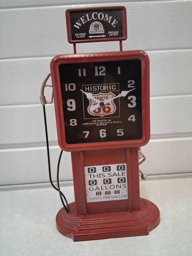 Benzinepomp tafelklok route 66, Ophalen of Verzenden, Nieuw, Wandklok