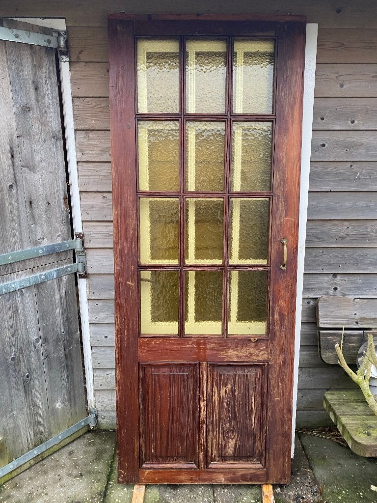 Antieke binnendeur met kathedraalglas, Ophalen, Gebruikt, Minder dan 80 cm, Binnendeur