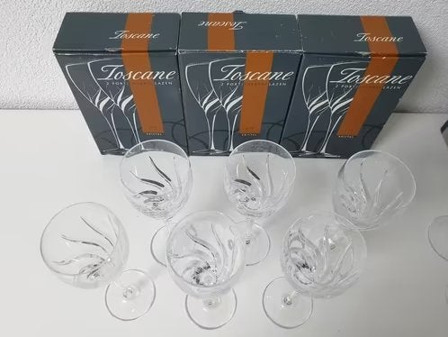 8 stuks Kristal Toscane Glazen: Wijn en Port / Sherry, Ophalen of Verzenden