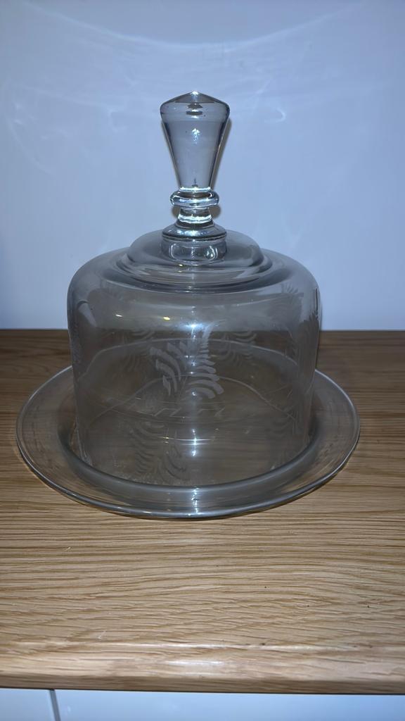 Glazen stolp met schaal - 24 cm, Ophalen of Verzenden