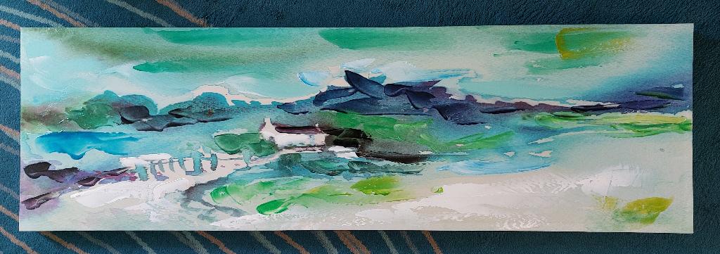 Olieverf schilderij Kust Blauw/Groen, Ophalen