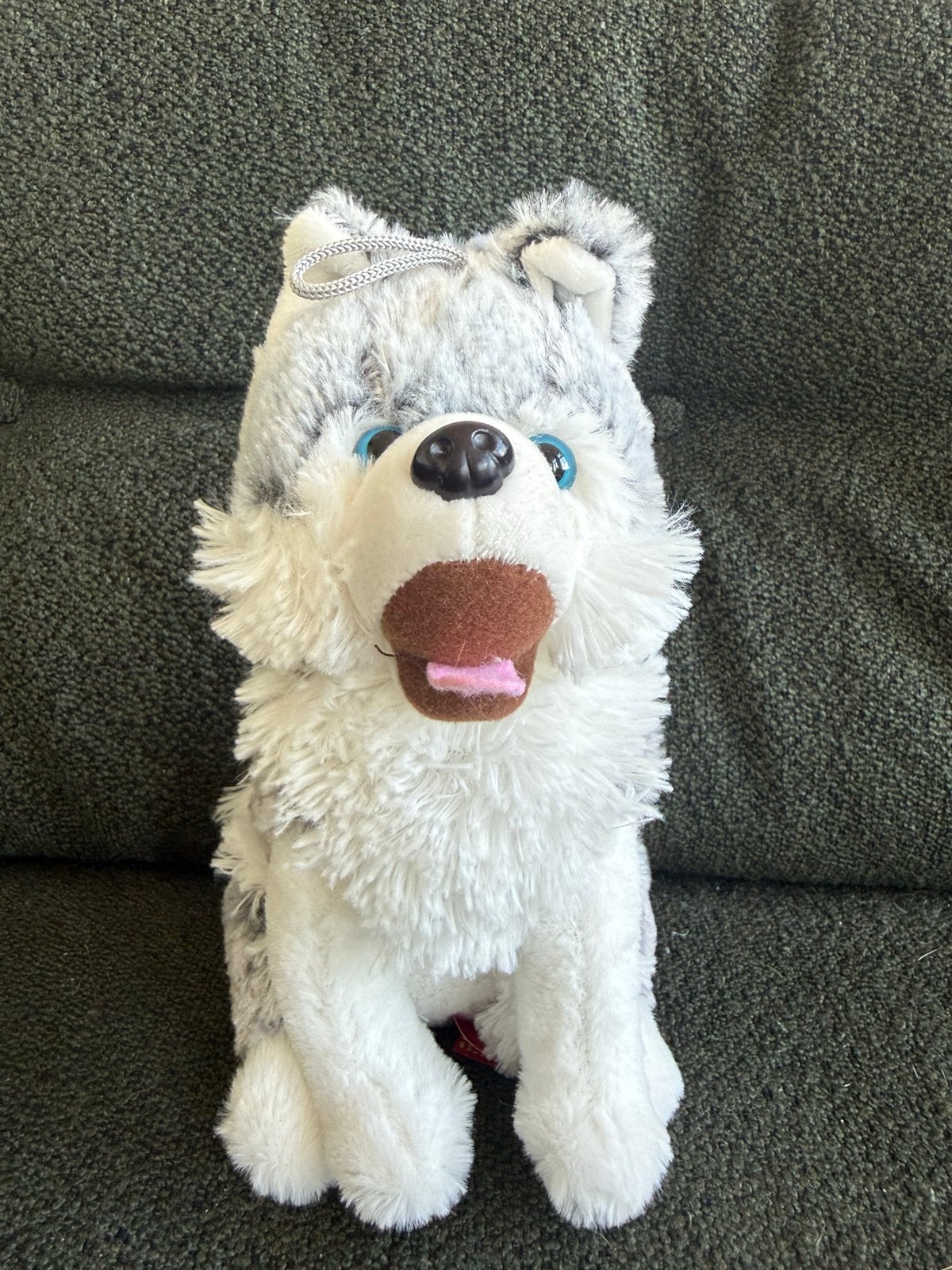 Grijze Husky Knuffel - 22cm met uitstekende tong, Ophalen, Grijs, Hond, Zo goed als nieuw