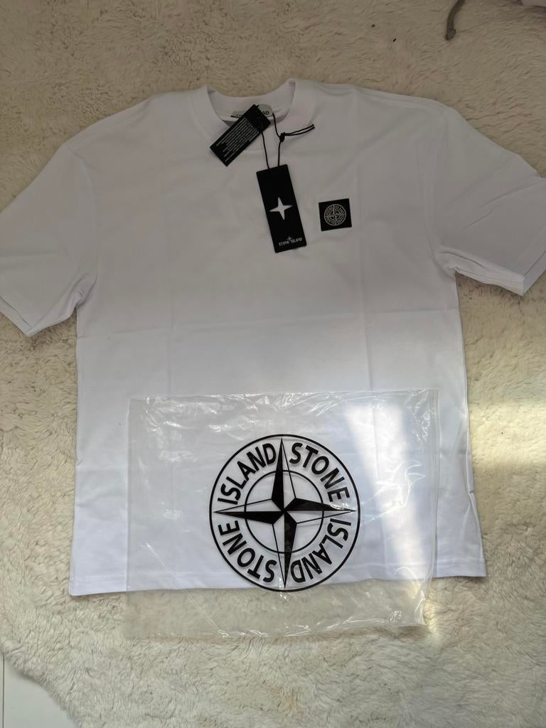Witte stone island T shirt maat M, Kleding | Heren, T-shirts, Ophalen of Verzenden, Zo goed als nieuw, Maat 48/50 (M), Wit