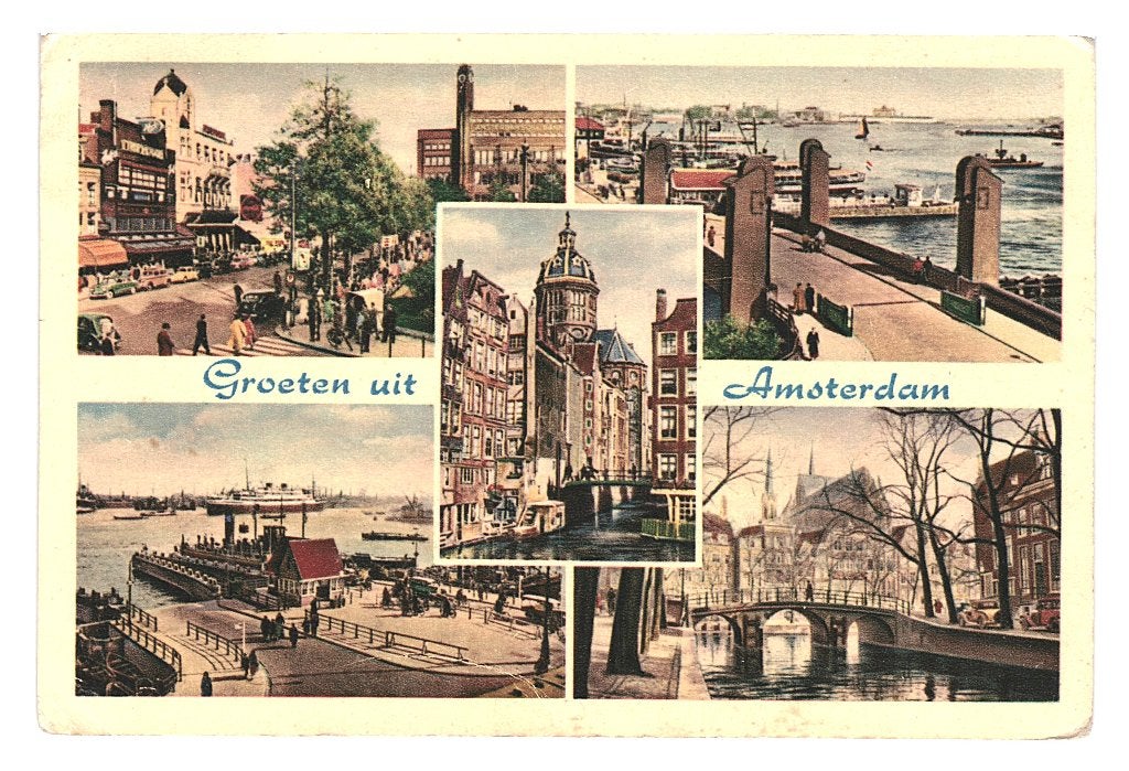 939770 Amsterdam NH 1954 Gelopen met postzegel
