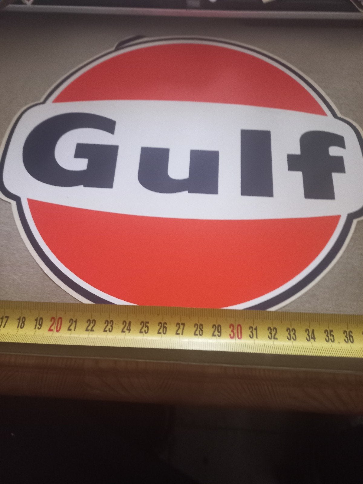 Vintage Gulf Logo Sticker/Embleem - Perfect voor Auto/Motor, Ophalen of Verzenden, Gebruikt