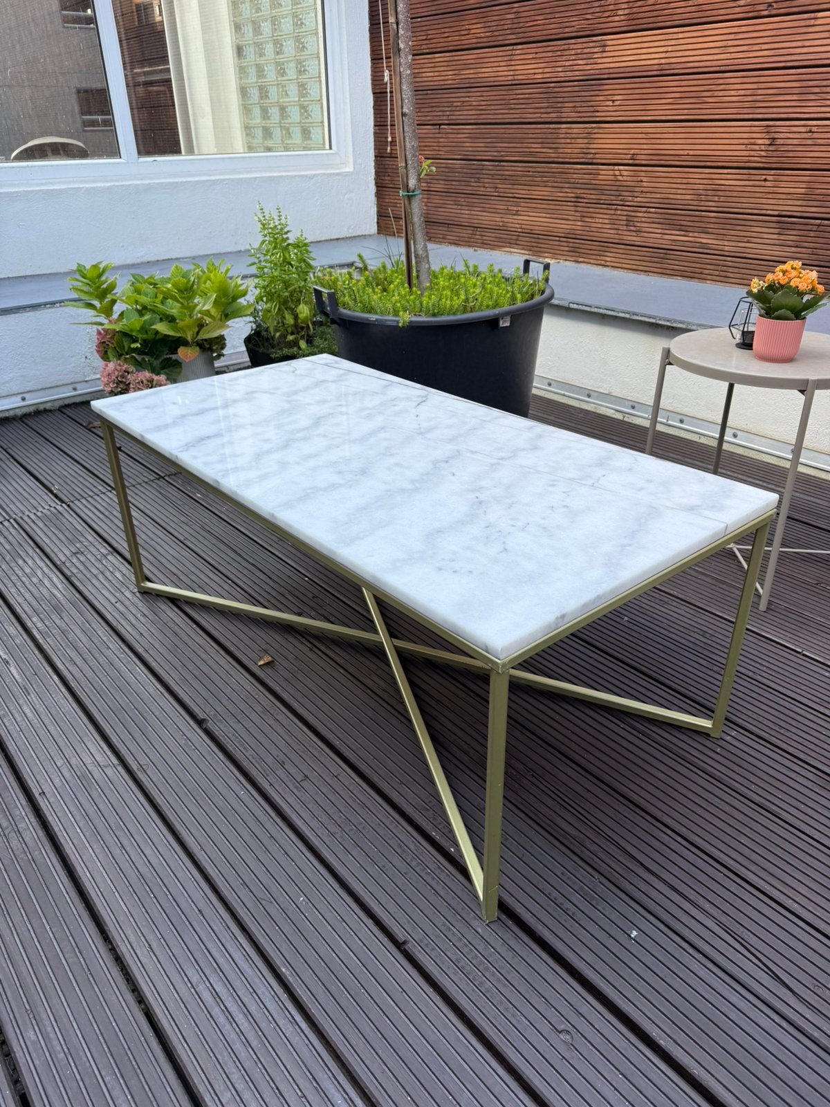 Echt marmeren salontafel 120x60, Ophalen, 100 tot 150 cm, 50 tot 100 cm, Zo goed als nieuw