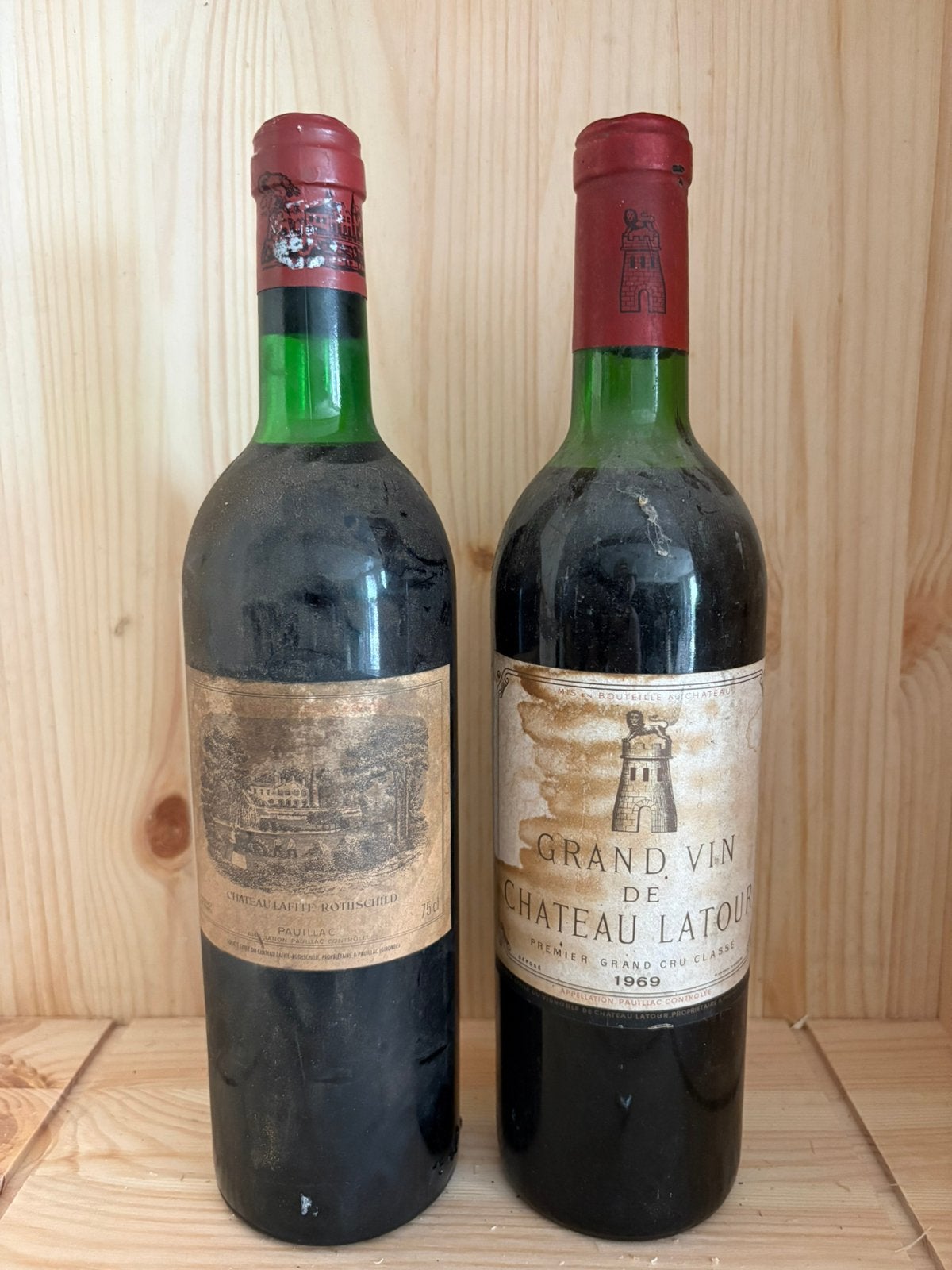 1x Lafite en 1x Latour, Verzamelen, Ophalen, Zo goed als nieuw, Frankrijk, Rode wijn