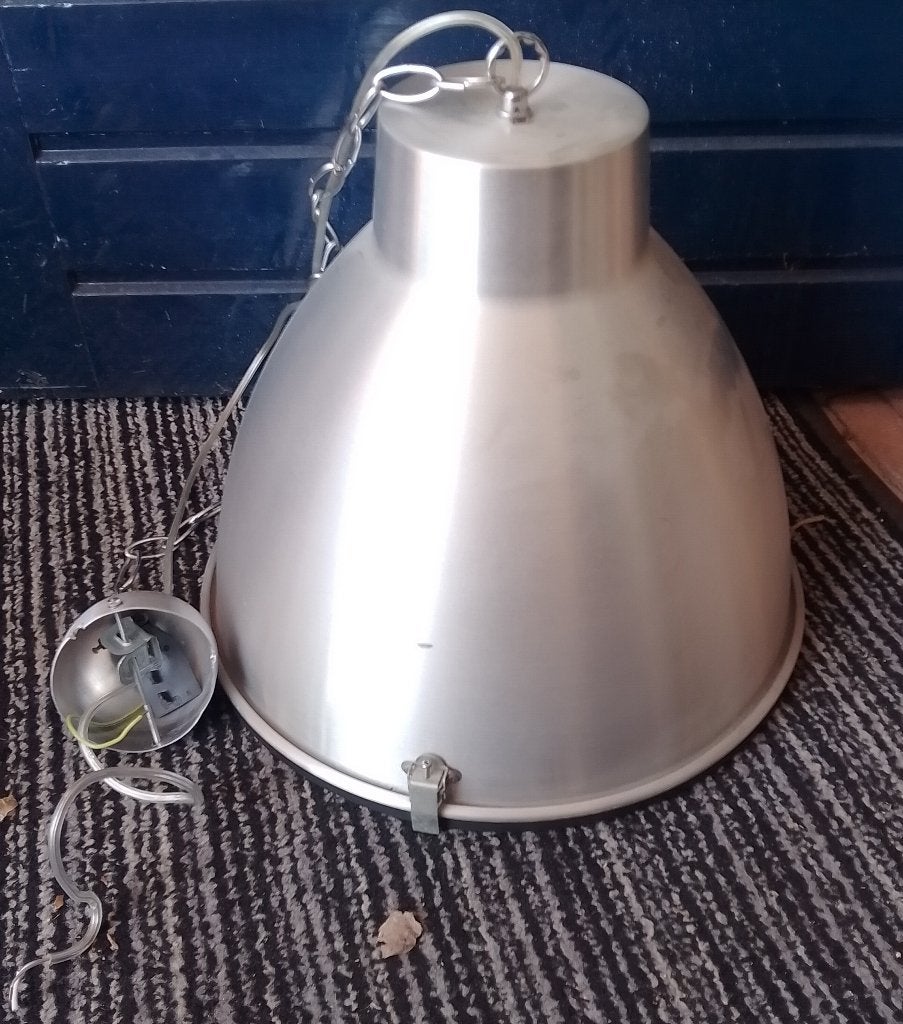 Plafondlamp industrieel, Ophalen, Zilver, Gebruikt, E27 (groot)