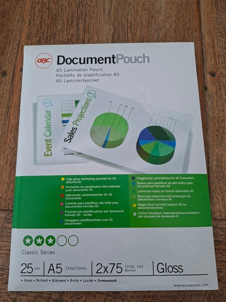 Een pakje GBC A5 lamineerhoezen., Ophalen of Verzenden