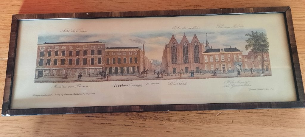 Noordeinde Den Haag, Antiek en Kunst, Kunst | Etsen en Gravures, Ophalen, Ingelijst, 1800 - 1899, Overige technieken