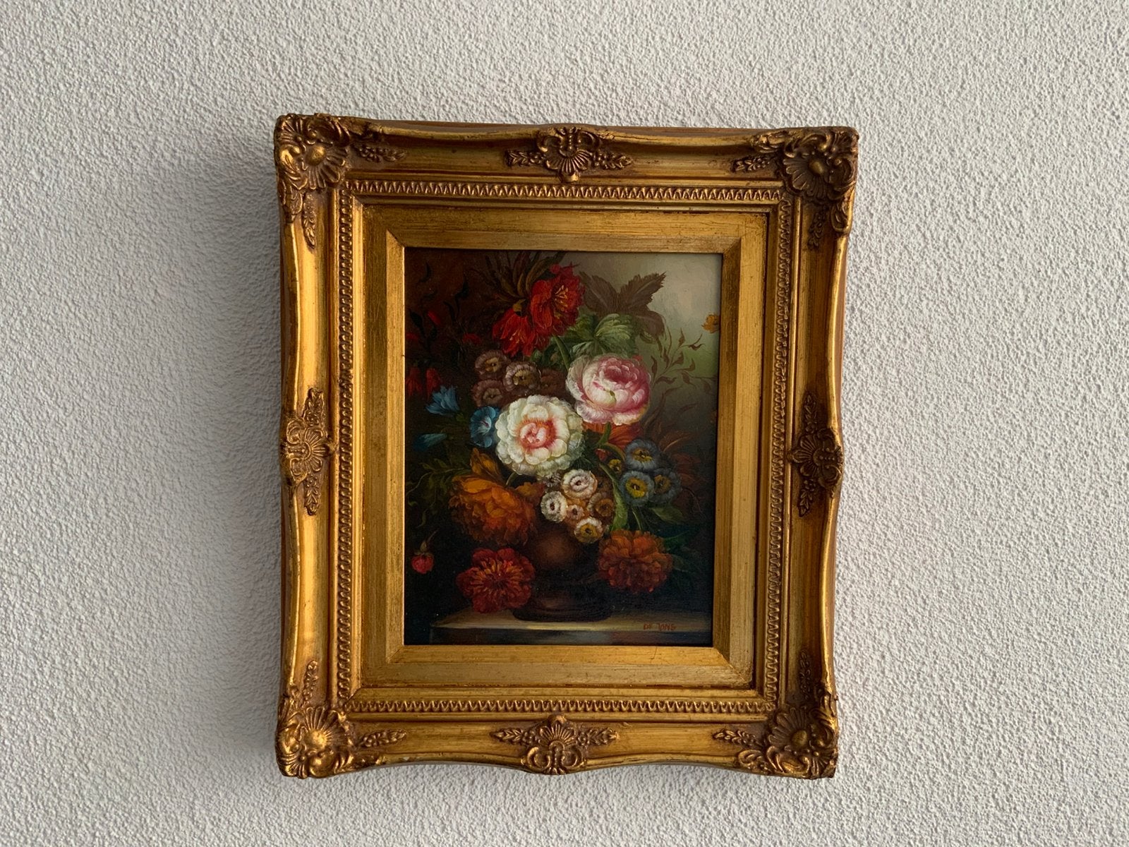 Boeket op paneel., Ophalen, Olieverf, Bloemen, Paneel