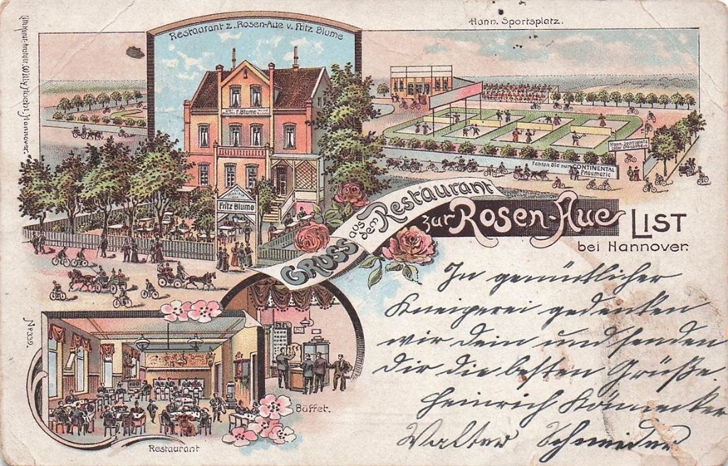 702-157-045 Restaurant Z.Rosen-Aue List Bei Hannover, Verzenden, Voor 1920, Duitsland