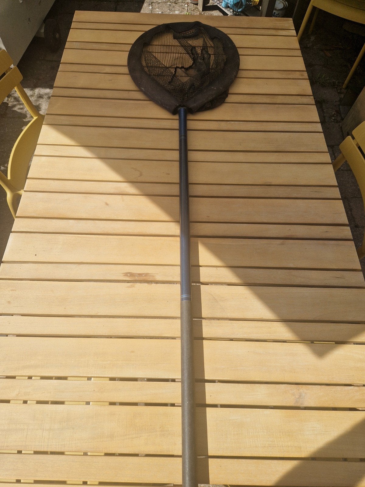 Telescoop schepnet staal - uitschuifbaar tot 225 cm, Ophalen, Gebruikt, Net of Fuik
