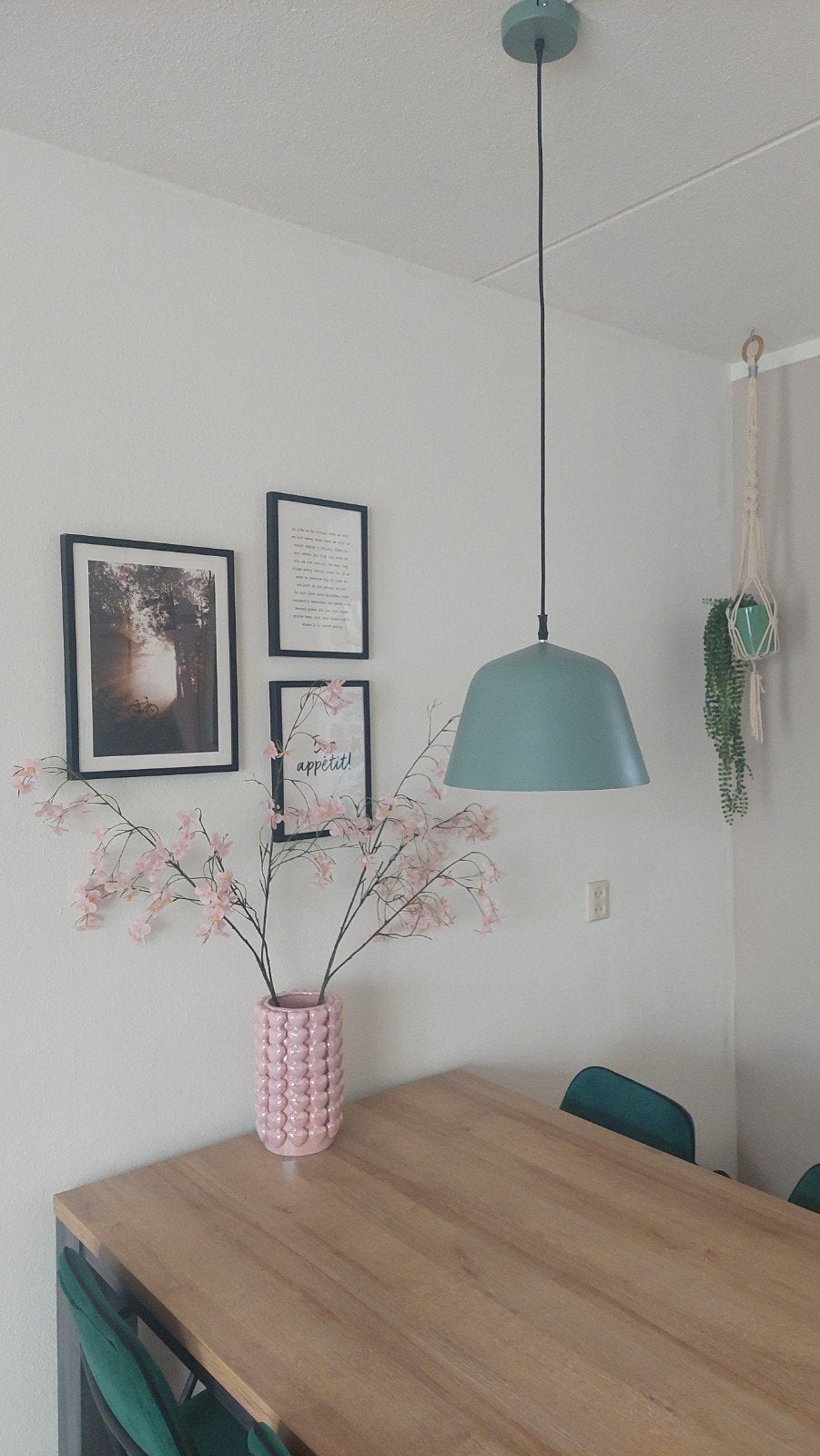 Moderne hanglampen 2x groen, Huis en Inrichting, Lampen | Hanglampen, Ophalen, Gebruikt, E27 (groot), Metaal