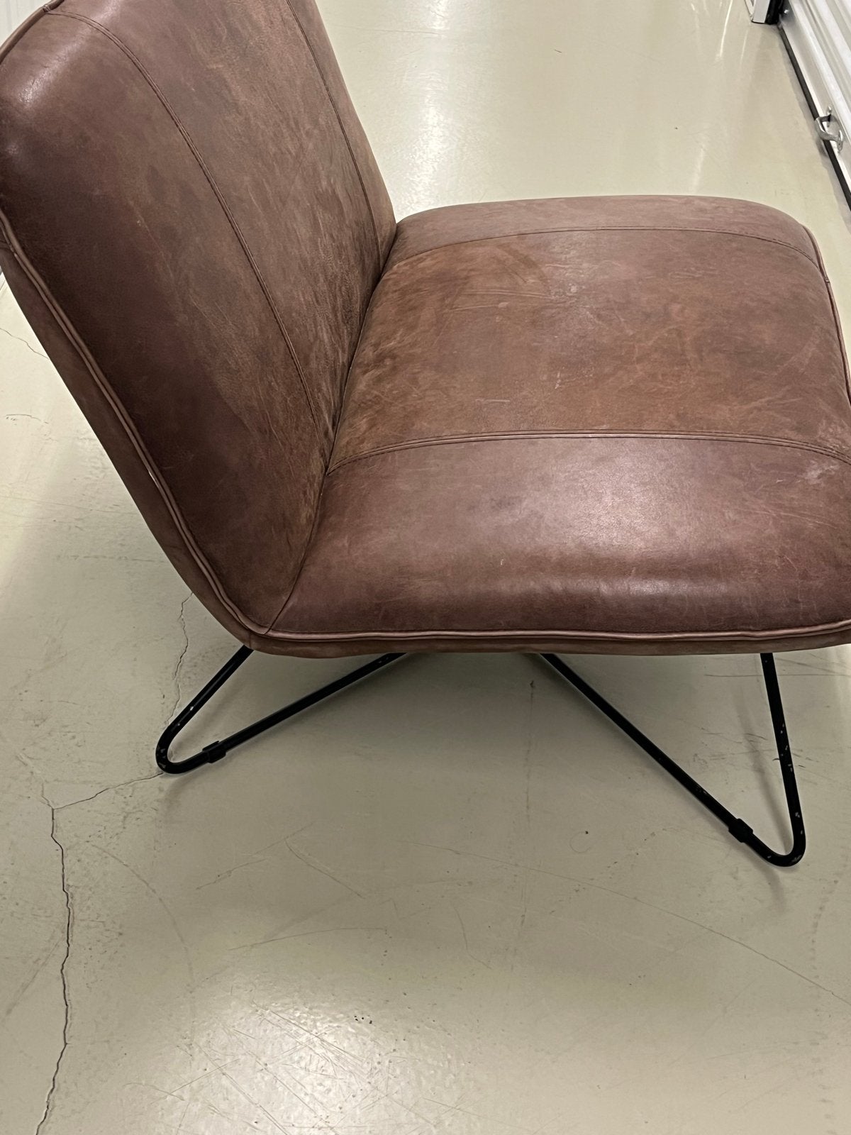 Comfortabele bruine leren lounge stoel, Ophalen, Gebruikt, Bruin, Leer