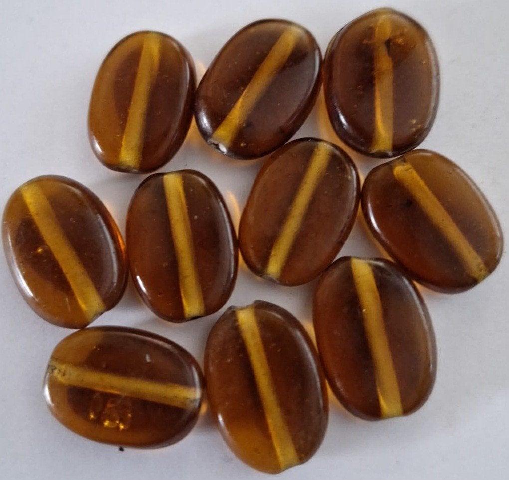 bruine ovalen glaskralen 18x12 mm, Verzenden, Nieuw, Kraal