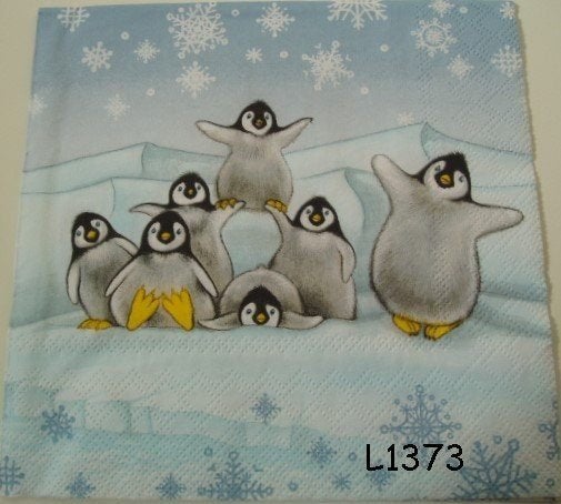 Servetten decoupage/bullet journal * pinguins L1373, Verzenden, Nieuw