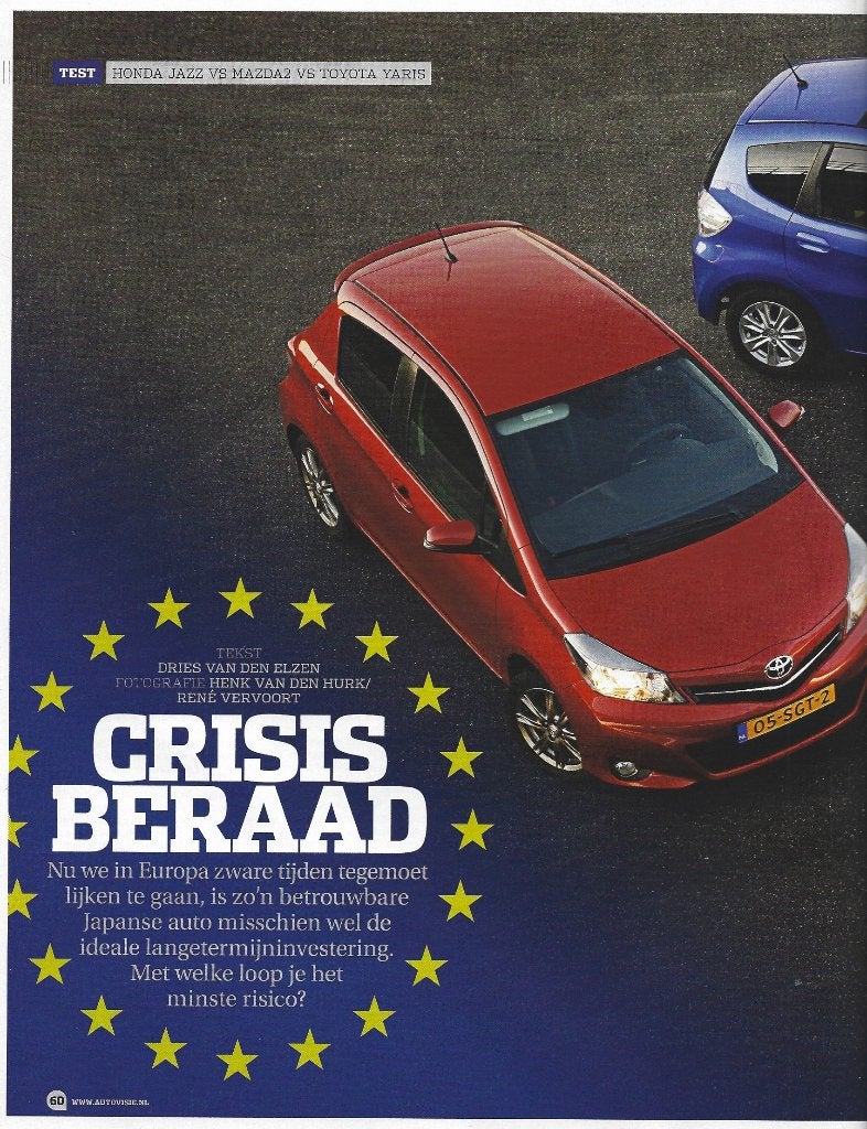 Autovisie triotest Honda Jazz , Mazda 2 , Toyota Yaris 2011, Ophalen of Verzenden, Gelezen, Mazda