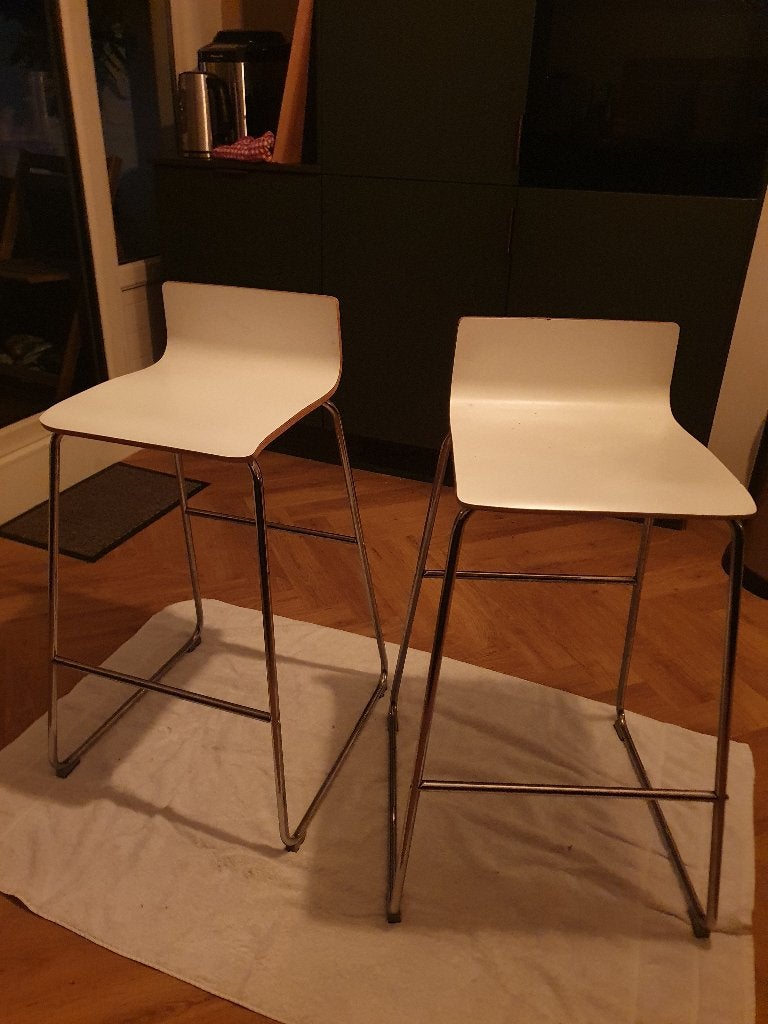 Vintage IKEA Sebastian barkrukken wit (zithoogte 74cm), Ophalen, Gebruikt, Met voetsteun, 60 tot 90 cm