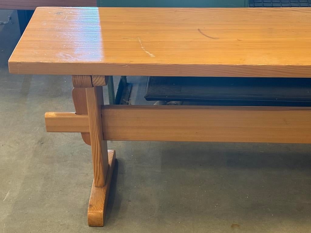 Grenen bankje 3-zits jaren 70 bench pine vintage, Huis en Inrichting, Stoelen, Gebruikt, Ophalen of Verzenden, Hout, Drie