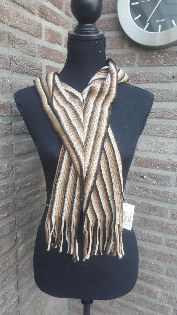 Bruin gestreepte sjaal, Ophalen of Verzenden, Nieuw, Maat 46/48 (XL) of groter, Sjaal