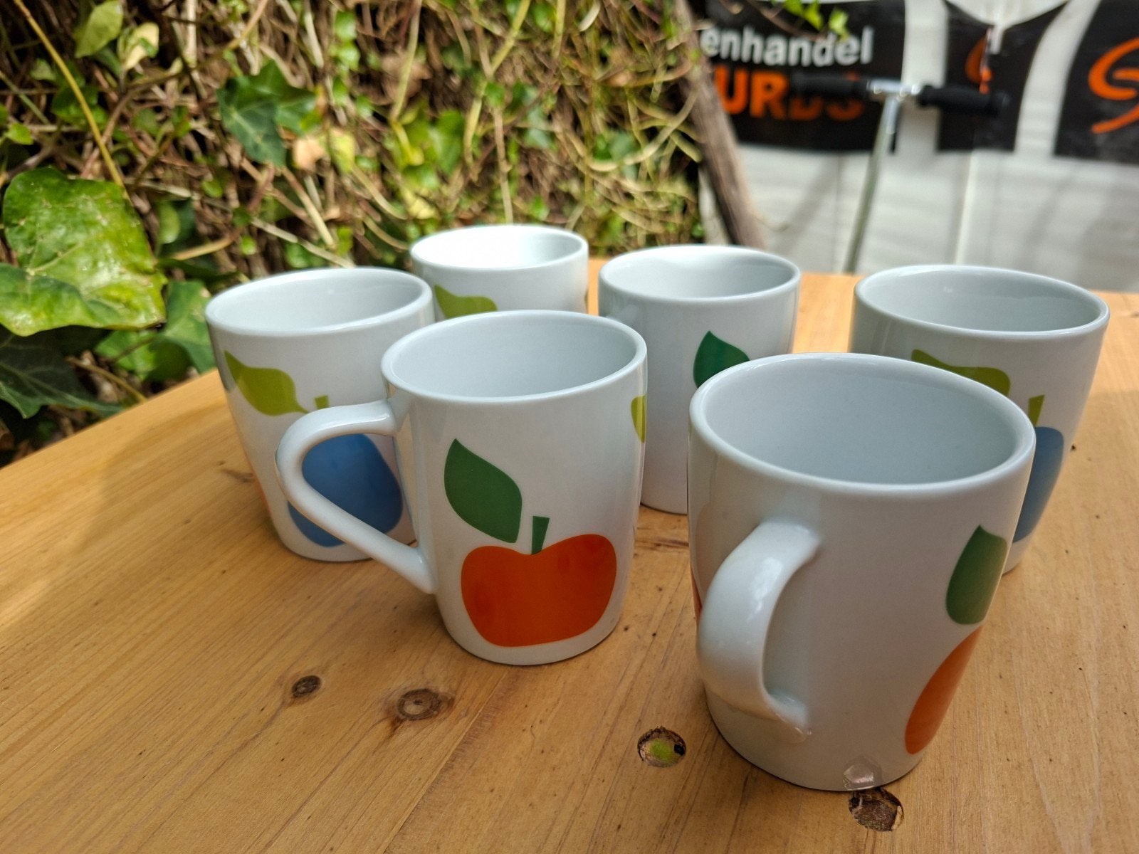 Set van 6 AH mokken met fruitprint retro, Ophalen