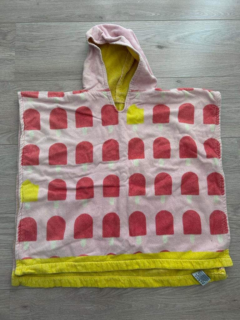 Roze kinderponcho met ijsjesprint, Ophalen, Zo goed als nieuw