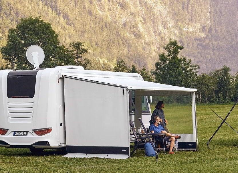 Thule View Blocker G2 Side (wind- en of regenscherm), Caravans en Kamperen, Windschermen, Ophalen, Zo goed als nieuw