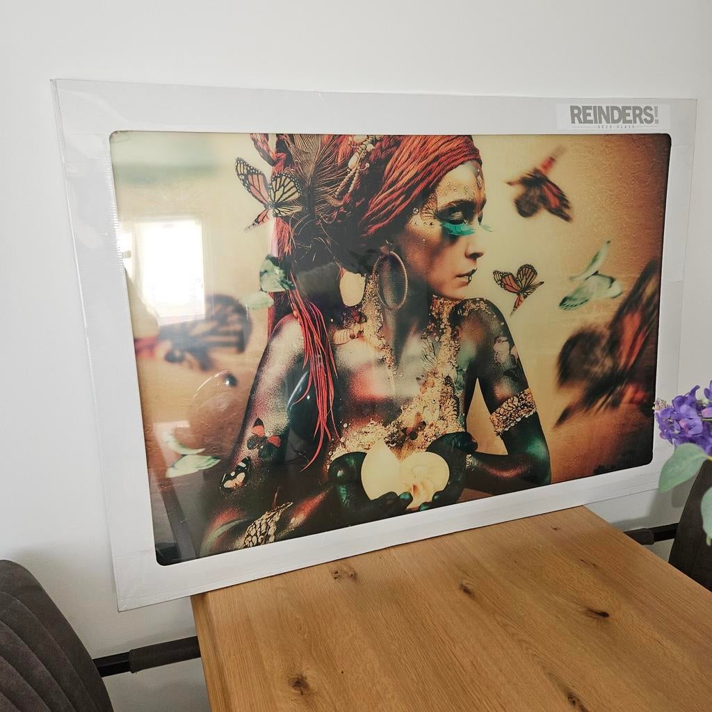 Schilderij Vrouw met Vlinders - Reinders, Antiek en Kunst, Ophalen of Verzenden