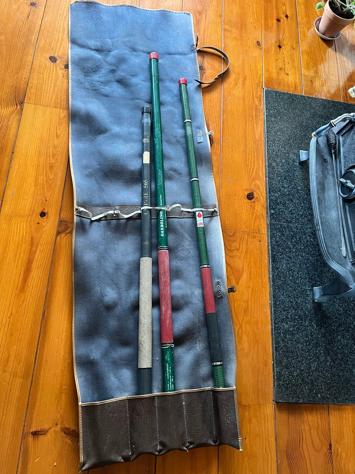 Vintage Garbolino en Empire Vaste Hengels met Foudraal, Ophalen of Verzenden, Gebruikt, Vaste hengel