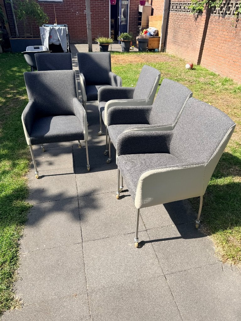 6x Bert Plantagie Spargo fauteuil – RVS – wieltjes, Ophalen, Gebruikt, Overige kleuren, Leer