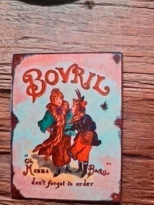 metalen reclame bordje bovril 6 bij 8 cm, Verzamelen, Ophalen of Verzenden, Nieuw, Reclamebord
