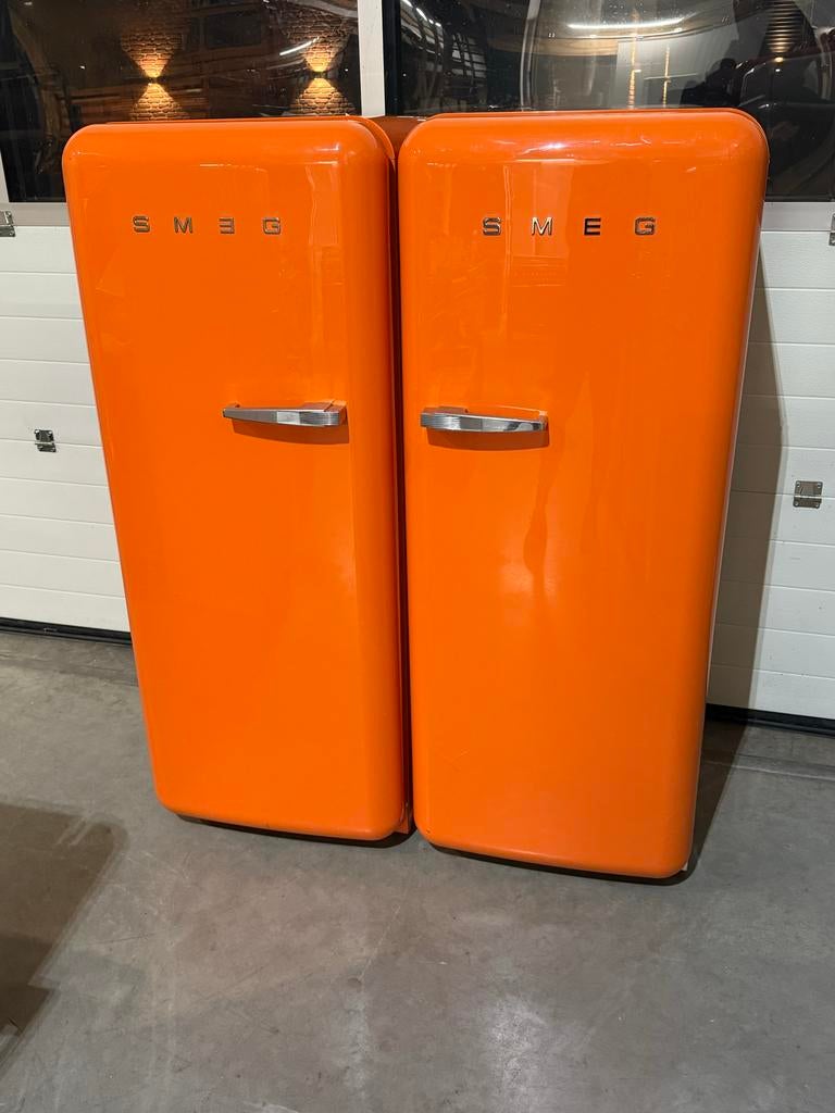 Oranje Smeg Koelkast - Retro Stijl, 150 tot 200 liter, Gebruikt, Bella, 60 cm of meer