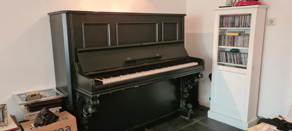 Oude piano van het merk Rosenkranz uit de 19e eeuw, Ophalen of Verzenden, Gebruikt, Zwart, Piano