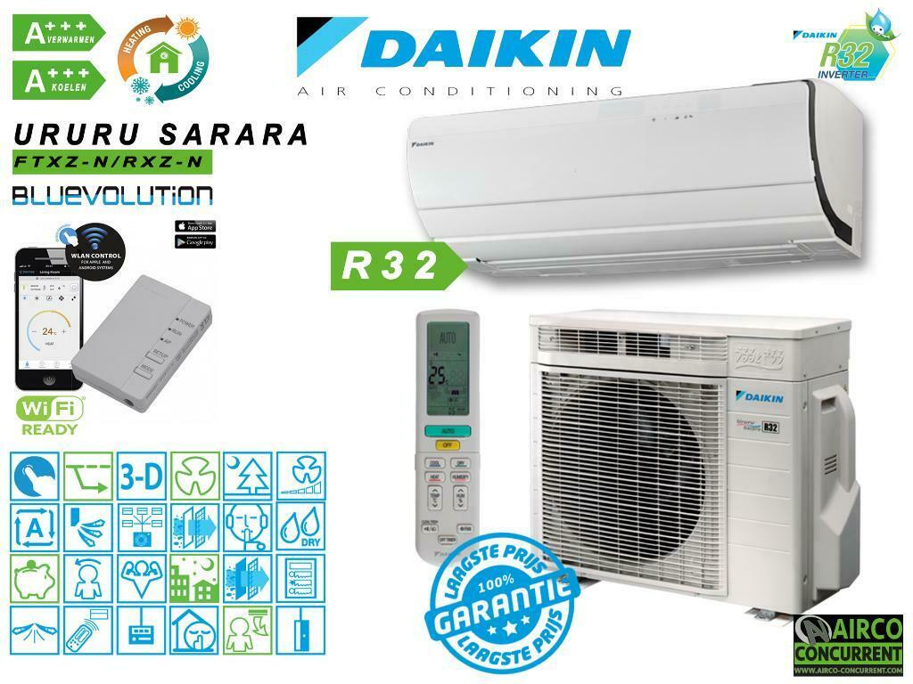 DAIKIN Ururu FTXZ-25N Nergens goedkoper! 2,5Kw 2019(9000BTU), Koelen en Ontvochtigen, Minder dan 60 m³, Timer, Nieuw
