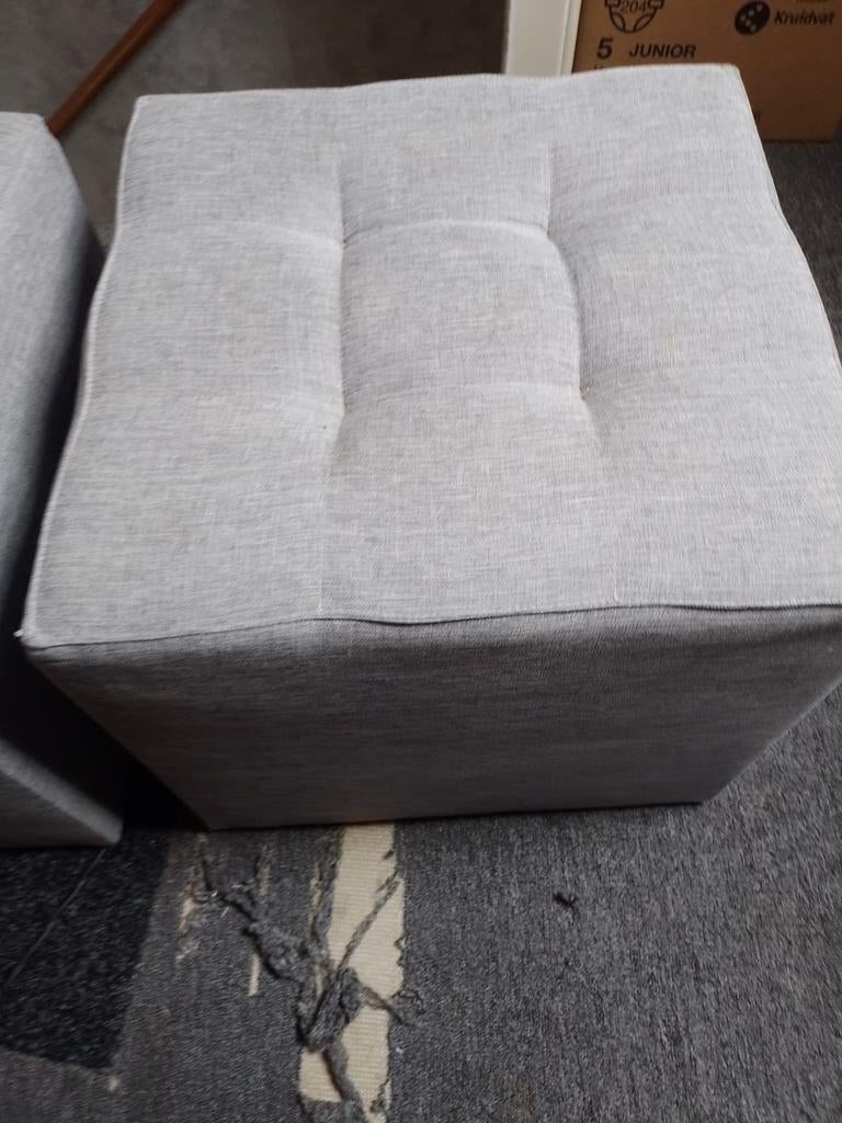 Grijze Stoffen Poef, Ophalen, Minder dan 50 cm, Vierkant, Minder dan 50 cm