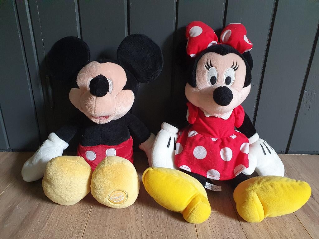 Twee pluche poppen van Mickey en Minnie Mouse, Verzamelen, Disney, Ophalen of Verzenden, Mickey Mouse, Zo goed als nieuw, Knuffel