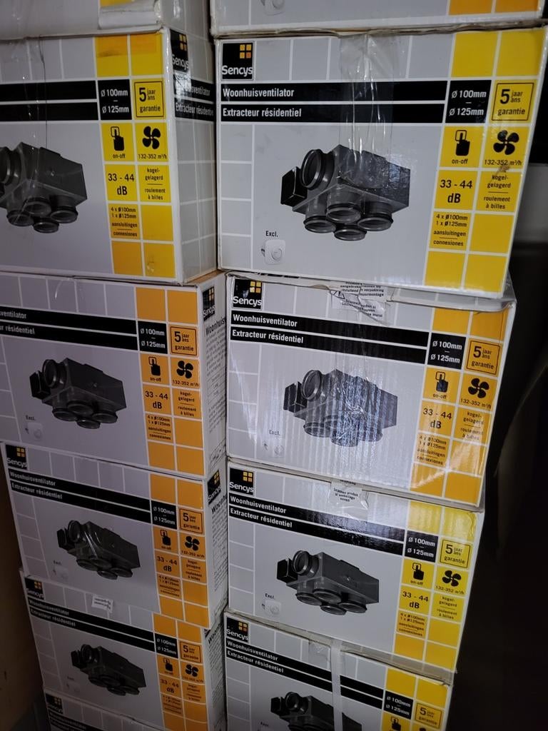 Woonhuisventilator centraal afzuiging Sencys 4x100, 1x125mm, Ophalen of Verzenden, Nieuw, Ventilator en Afzuiger